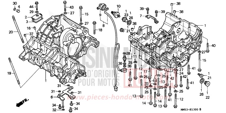 KURBELGEHAEUSE von CB1300 Super Bold'or ABS PASSION RED (R109A) von 1988